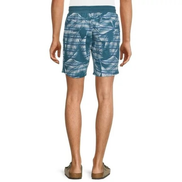 No Boundaries Mens Lounge Shorts Blue White Palm Fronds Leaves Beach Size 2XL - Picture 2 of 5